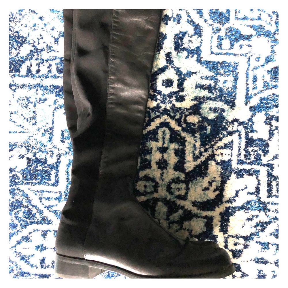 50/50 Leather/Gabardine Over-the-Knee Boots